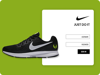 E commerce Web app Login Page Concept for Nike branding concept design ecommerce design ecommerce shop green login login page login screen mobile ui nike shoe sign in signup ui webapp webapp design website design websites xd