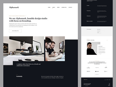 Alphamark About Us about us about us page branding design design agency design studio header layout typography ui user interface web design