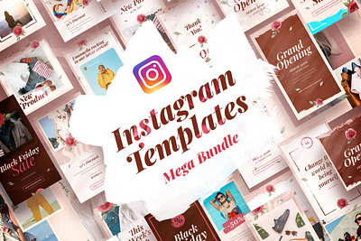 Instagram Templates Mega Bundle branding colorful graphic instagram instagram post instagram stories instagram template photoshop social media social network story template