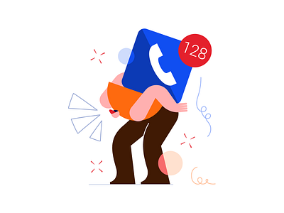 Missed calls blue character design characters design flat illustration illustrator minimal shapes vector