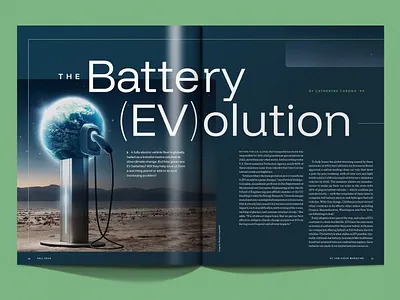 EV Battery Feature Story — UC San Diego Magazine ai artificial intelligence battery branding car design editorial electric ev graphic design green illustration layout magazine photography print typography university