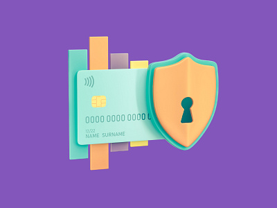 Financial Security 3d illustration bank cinema 4d credit card financial hero icon icons lock money octane security web website