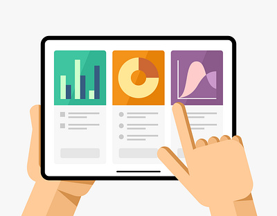 Tablet mockup in human hand. Electronic commerce application android apple chart design diagram finance graph interface ios ipad app ipad pro mobile vector