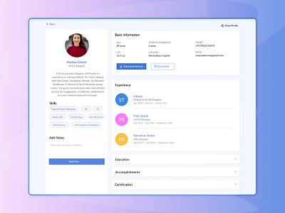 User Profile for Job Portal blue clean colors dailui dashboard enterprise inspiration interface jobportal naukri profile recruitment ui design uidesign userprofile ux web white