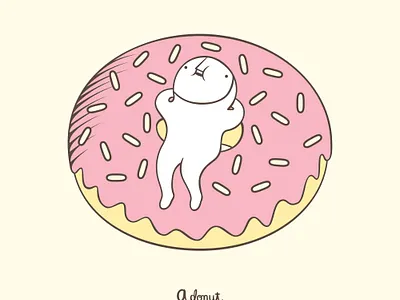 The Hiding-in-the-Wrong-Place Club: A Donut cute dessert donut food hiding illustration pink sprinkles sweet vector