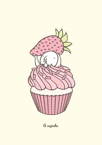 The Hiding-in-the-Wrong-Place Club: A Cupcake cupcake cute dessert food hiding illustration strawberry sweet vector