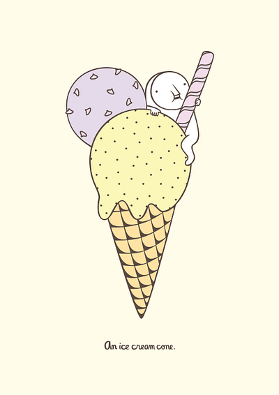 The Hiding-in-the-Wrong-Place Club: An Ice Cream Cone cone cute dessert hiding ice cream ice cream cone illustration sweet vector waffle