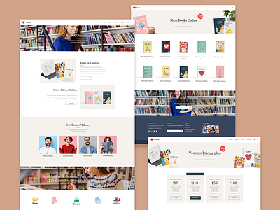 Bridge Book Shop Inner Pages about us books bookshop design illustrated illustration onlineshop order ourteam pricing ui vector web website