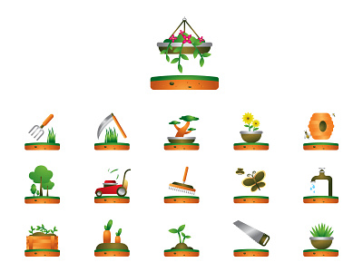 Gardening Icons design dribbble freepik garden green icon icon bundle icon design icon set illustration logo nature tree ui ux vector