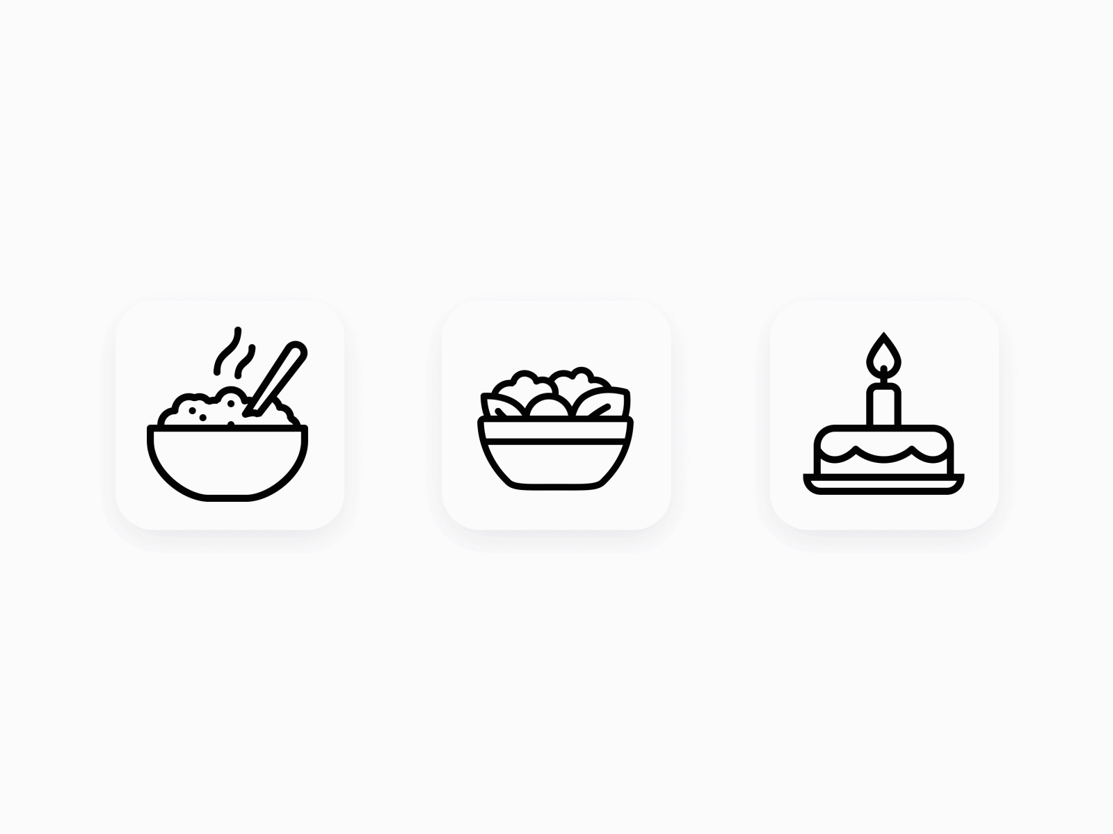 Food Animated Icons animated birthday cake design food icon icon set illustrator motion porridge salad ui ux vector web