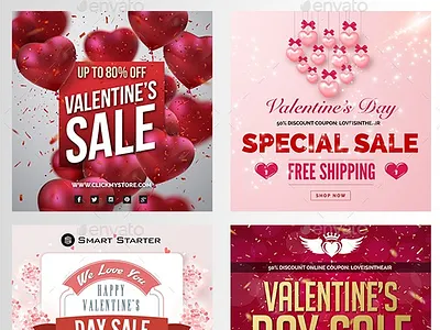Valentine Day Banners branding design banner valentine banner valentine day banner valentine day sales valentine instagram banner valentine promo valentine social media banner valentine web banner