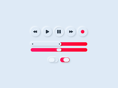 Freebie Neumorphic UI elements 2020 trend blue button checkbox design elements form freebie gradient input minimalistic neumorphic neumorphism play radio button red shadow sketch ui