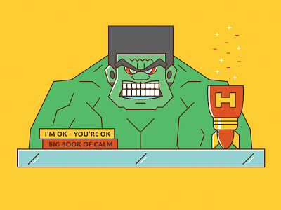 HULK 2d artwork character design concept digital flat illustration line minimal vector