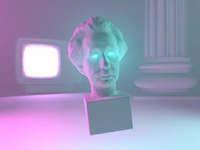 Smart Boy - Render #63 100days 3d aesthetic arnoldrender blue c4d c4dart concept einstein everyday film michael rappaz neon old outrun pink power render smart vaporwave