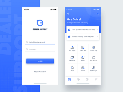 Dealer Support App admin app design office design product statistics ui