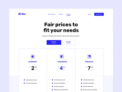 Pricing Page contrast landing page layout plans price pricing susbscription ui ux