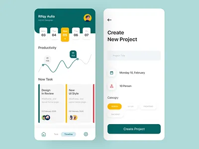 Project Team app app design application card clean date flat flatdesign green management app managment minimal minimalist mobile project time timeline ui uidesign ux