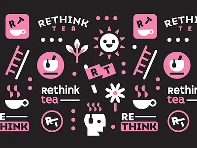 Rethink Tea badge brand brand identity branding coffee coffee cup dribbble drink flag illustration imagination imagine ladder logo mind mug sun tea