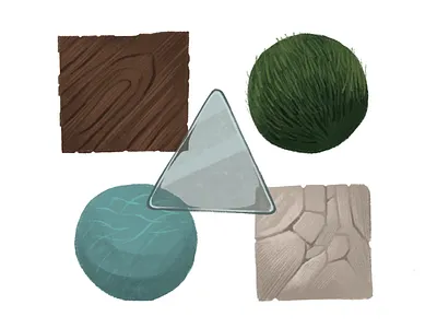 Material Study glass grass illustration ipad stone study texture tree water