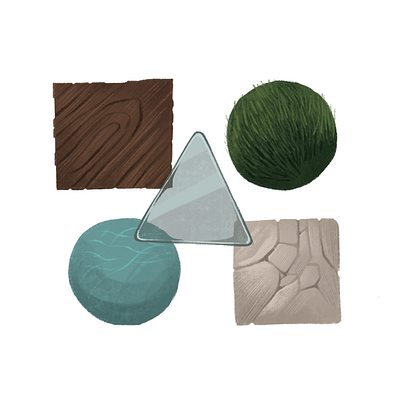 Material Study glass grass illustration ipad stone study texture tree water