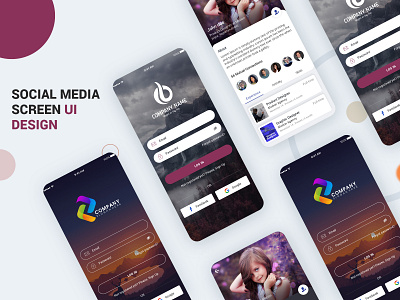 Social Media UI Kit PSD android app app branding design free psd illustration login profile ui user profile