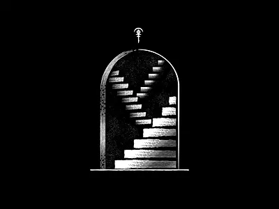 Alta Cura Single Artwork door illustration monochrome portal stairs stairway stipple tattoo