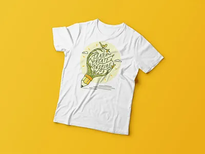 Learn, Create, Inspire T-Shirt bulb calligraphy clever cool create illustration inspire learn lettering line lineart lines pencil plant shirt tshirt type typography