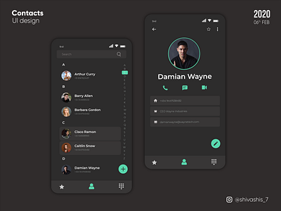 Contacts UI (Dark)