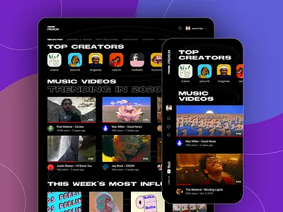 Music Video Streaming Platform - Web & iOS app clean clean ui colors dark mode design mobile music product streaming type ui ui ux ux web web application