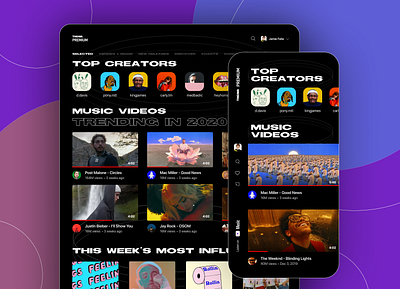 Music Video Streaming Platform - Web & iOS app clean clean ui colors dark mode design mobile music product streaming type ui ui ux ux web web application