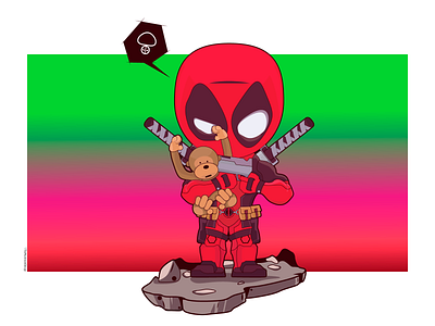 DeadPool - TheMushroomDesign cartoon cartoon character cartooning chibi colorful deadpool flat illustration flatdesign guns illustration movie themushroomdesign vector vectorart