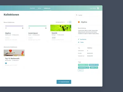 MeinUnttericht - Collections app collections design filemanager folderstructure ui ux