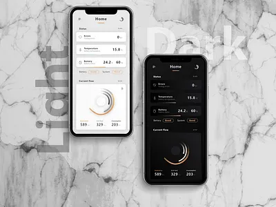 black and White app black dark ui dashboad design energy home light mobile smarthome smartphone solar solar system statistics ui ux white