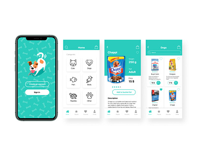 Pet Food Store App app design app ui cats dogs food store app pet app pet shop pet store shop app store design ui ux design ui design