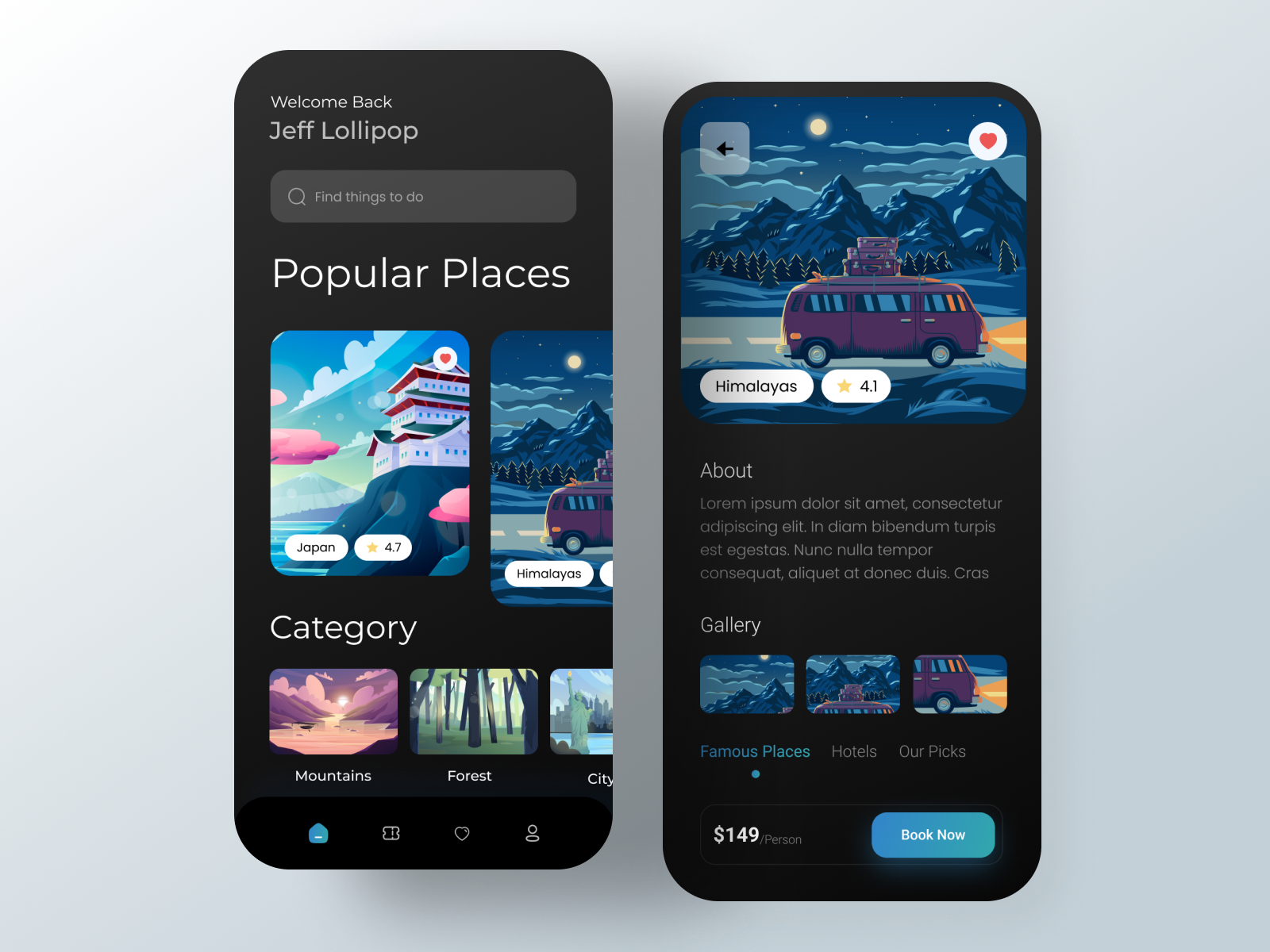 Travel App by lazy kar for LazyInterface UI UX Team on Dribbble