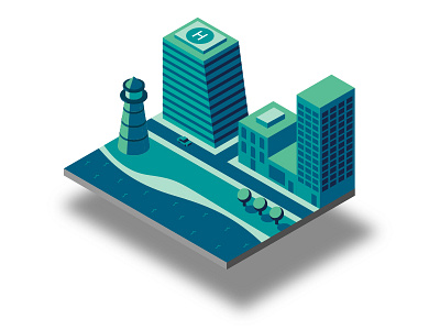 Isometric Seafront illustrator isometric vector