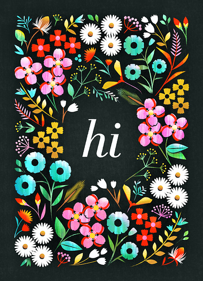 Hi botanical color floral flower illustration texture