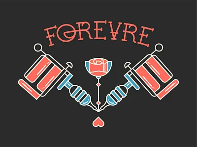 🌹*Forever 🌹 clean color palette color palettes forever heart illustration love palette rose tattoo tattoo art tattoo design tattoo gun valentines vector