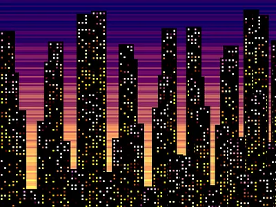 City Sunset city generative javascript tinycode