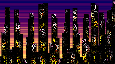City Sunset city generative javascript tinycode