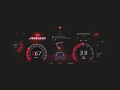 Digital Instrument Cluster automotive car car dashboard cars dashboard ui driving eletric car fiat instrument cluster lucas braga speedometer ui uidesign uiux