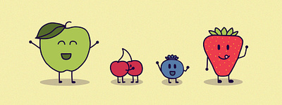 Happy Fruit apple apple watch blue blueberry character cherry design fruit green happy icon illustration photoshop red strawberry vector