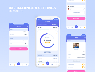 my wallet avatars balance cards design mobile app mobile app design mobile ui schedule wallet whiteboard