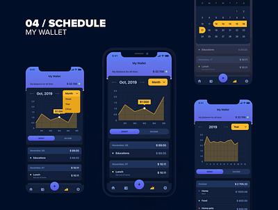 my wallet cards dark mode finance mobile app design mobile ui ux vector