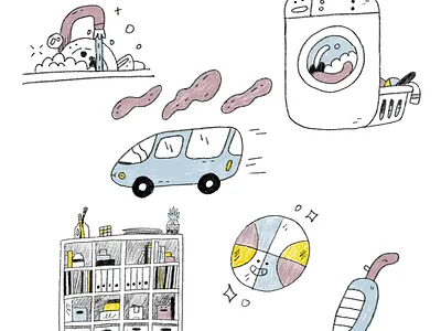 Mundane activities that spark 💡 3color chores comicillustration creativeideas creativemind editorialillustration editorialillustrator illustrator illustratorsoninstagram kidlitart kidlitillustration lifestyle lightcolors magazineillustration mundane spotillustration unlockingcreativity