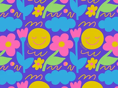 YAYITZEL Blob Flowers blob coloful design doodle happy icon illustration kawaii pattern rainbow repeat textile vector wallpaper yayitzel