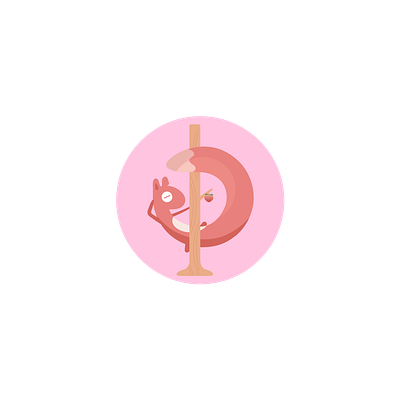 MomoPolepole animal animal art branding dancing design illustration illustrator logo peach pink pole red squirrel vector
