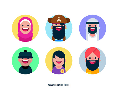 Flat Design Avatar Icons, Digital Art Characters cartoon character character design design drawing flat flat design illustration man vector