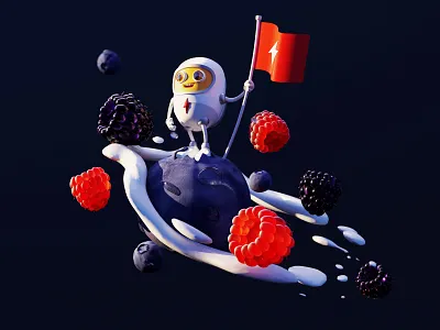 Yogurt Dude, leading the charge 3d alien branding c4d character fruit illustration kids space yogurt
