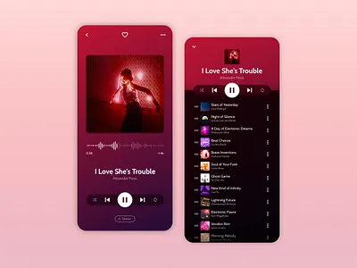 Daily UI Challenge Day 9 - Music Player audio player concept daily ui 009 daily ui challenge dailyui design design challenge mobile mobile app mobile ui music music player music player app music player ui playlist ui ui design visual design